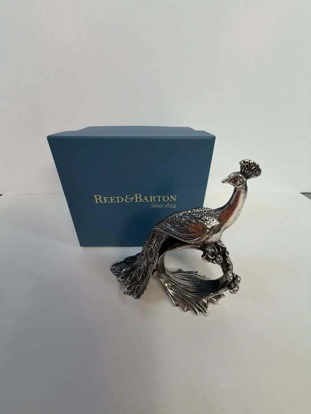 Reed & Barton 1824 Collection Silverplate Peacock Napkin Ring